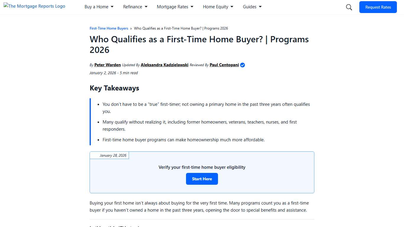 Who Qualifies as a First-Time Home Buyer? Programs 2026